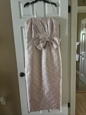 Lilly Pulitzer Strapless Pink Brocade Bow Dress